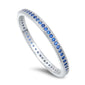 Blue Sapphire Eternity Wedding Band .925 Sterling Silver Ring Sizes 4-10