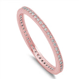 Rose Plated Cubic Zirconia Eternity Wedding .925 Sterling Silver Band