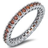 Eternity Wedding Band Garnet Gemstone .925 Sterling Silver Band