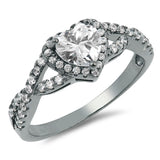 Black Plated Heart CZ Promise Ring .925 Sterling Silver Ring