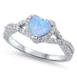 Light Blue Opal Heart & Cubic Zirconia .925 Sterling Silver Ring Sizes 5-8