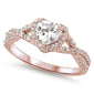 Rose Gold Plated Heart with Clear Cubic Zirconia .925 Sterling Silver Ring Sizes 4-10