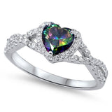 Rainbow Topaz & CZ Promise Ring .925 Sterling Silver Ring