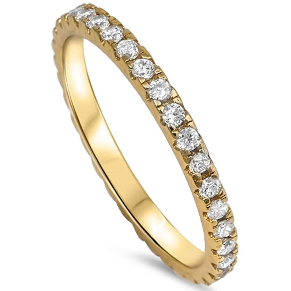 Yellow Gold Plated Cz Eternity Style Band .925 Sterling Silver Ring Sizes 3-10