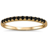 Yellow Gold Plated Black Onyx Eternity Band .925 Sterling Silver Ring