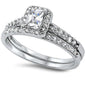 1.50CT Princess & Round Cz 2 Rings Set .925 Sterling Silver Ring Sizes 5-10