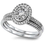 1CT Princess & Round Cz 2 Rings Set .925 Sterling Silver Ring Sizes 5-10
