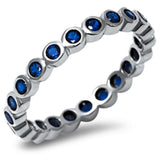 LabBlue Sapphire Eternity Band .925 Sterling Silver Ring