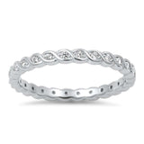 Infinity Cubic Zirconia Eternity Band .925 Sterling Silver Ring Sizes 4-10