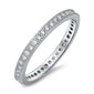 <span>CLOSEOUT! </span>Micro Pave Cubic Zirconia Eternity Band .925 Sterling Silver Ring Size 5