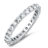 <span>¡LIQUIDACIÓN! </span>Anillo de plata de ley .925 con circonita cúbica de eternidad, tallas 4-12