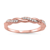 Rose Gold Plated Braided Infinity Cubic Zirconia .925 Sterling Silver Ring