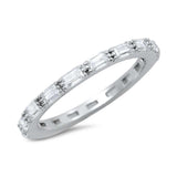  Baguette Cubic Zirconia Eternity Band .925 Sterling Silver Ring