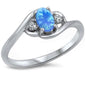 Blue Opal & Cz .925 Sterling Silver Ring Sizes 4-10