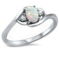 White Opal & Cz .925 Sterling Silver Ring Sizes 4-10