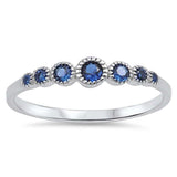Seven Round Sapphire .925 Sterling Silver Ring