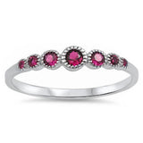 Seven Round Ruby .925 Sterling Silver Ring