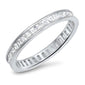 Baguette Cz 3mm Band .925 Sterling Silver Ring Sizes 5-10