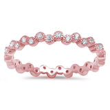 Rose Gold Plated Eternity Band Cubic Zirconia .925 Sterling Silver Ring Sizes 4-10