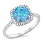 <span>CLOSEOUT! </span>Round Shape Lab Created Blue Opal with Cubic Zirconia .925 Sterling Silver Ring Size 5