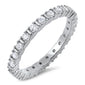 <span>CLOSEOUT! </span>4 Prong Round Cubic Zirconia Eternity Band .925 Sterling Silver Ring Sizes 10