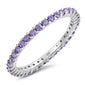 <span>CLOSEOUT! </span>Stackable Amethyst Cubic Zirconia .925 Sterling Silver Eternity Band Sizes 2-12