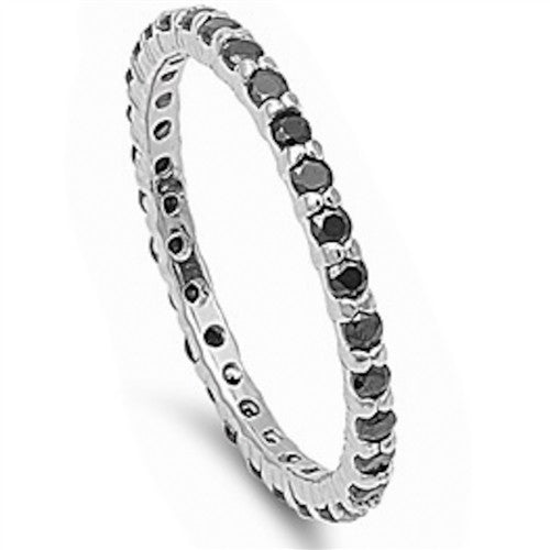Beautiful Stackable Black Cubic Zirconia Eternity Anniversary Band .925 Sterl