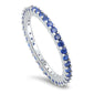 Blue Sapphire Eternity Band .925 Sterling Silver Ring Sizes 5-10