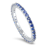 Blue Sapphire Eternity Band .925 Sterling Silver Ring