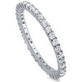 Stackable Cubic Zirconia .925 Sterling Silver Eternity Band Sizes 2-12