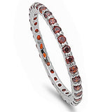 Stackable Garnet Cubic Zirconia .925 Sterling Silver Eternity Band
