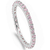 Stackable Pink Cubic Zirconia .925 Sterling Silver Eternity Band