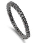 Black Plated Stackable Black Cubic Zirconia .925 Sterling Silver Eternity Band Sizes 4-11