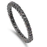 Black Plated Stackable Black Cubic Zirconia .925 Sterling Silver Eternity Band