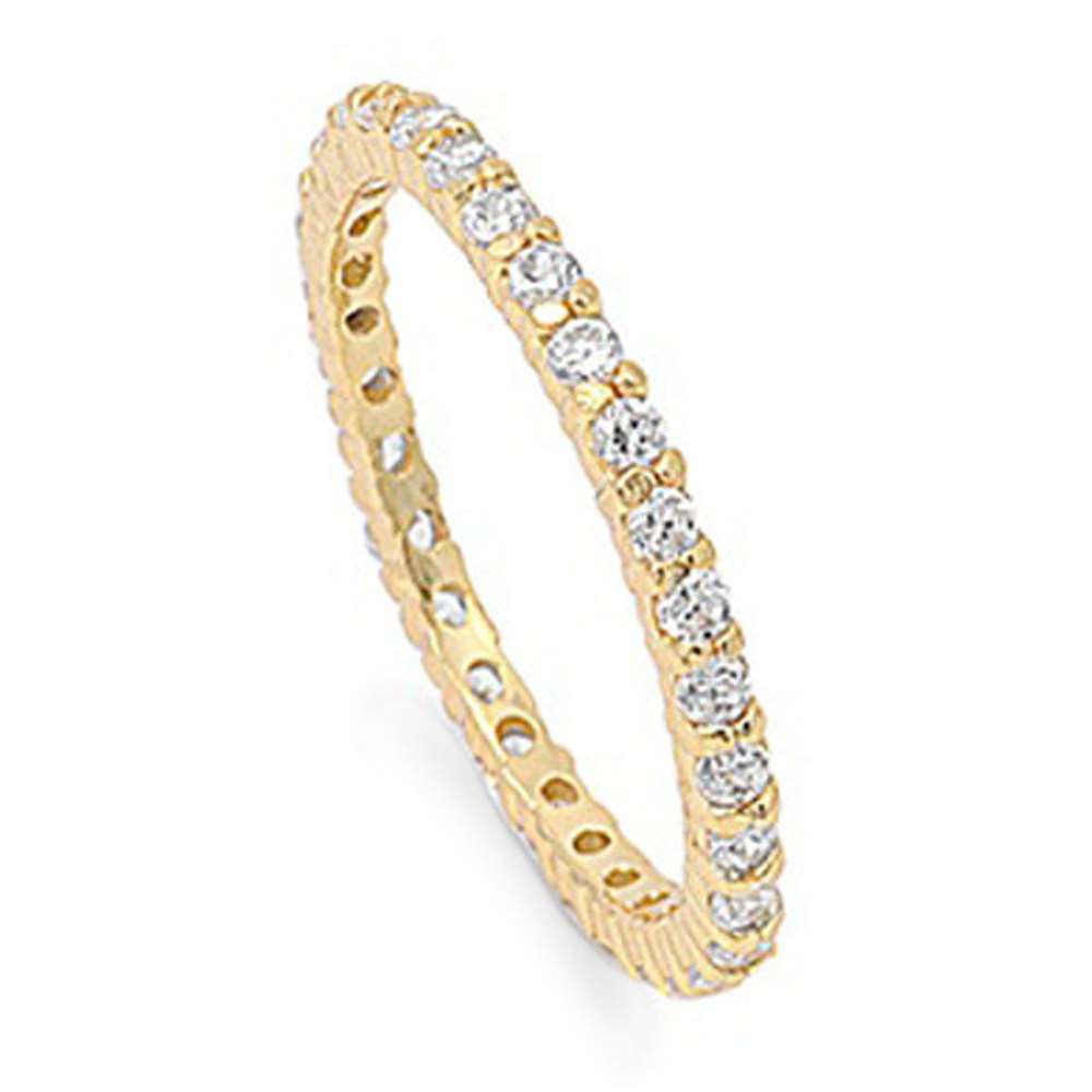Stackable Cz Eternity Style Wedding Band Yellow Gold Plated .925 Sterling Silver