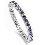 Stackable Amethyst Cubic Zirconia .925 Sterling Silver Eternity Band