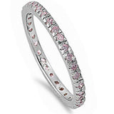 Beautiful Stackable Pink Cubic Zirconia Eternity Anniversary Band .925 Sterling Silver