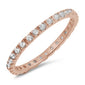 <span>CLOSEOUT! </span>ROSE GOLD WHITE CZ ETERNITY BAND .925 Sterling Silver Ring SIZES 4-10