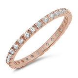 <span>CLOSEOUT! </span>ROSE GOLD WHITE CZ ETERNITY BAND .925 Sterling Silver Ring