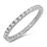 Cubic Zirconia Eternity Band .925 Sterling Silver Ring