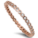 Rose Gold Plated Cz Eternity Band .925 Sterling Silver Ring Sizes 2-13