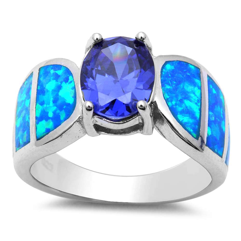 Tanzanite & Blue Opal .925 Sterling Silver Ring 6-10
