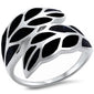 <span>CLOSEOUT!</span> Black Onyx Inlay Leaf .925 Sterling Silver Ring Sizes 5-12
