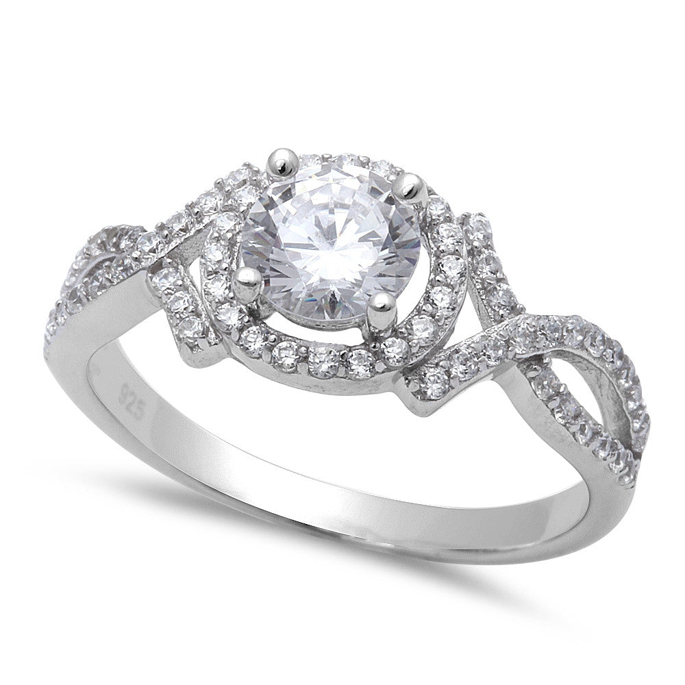 1.25CT Halo Style Fine Cz Fashion Engagemet .925 Sterling Silver Ring Sizes 5-10