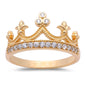 Yellow Gold Plated Cubic Zirconia Crown .925 Sterling Silver Ring Sizes 4-11