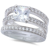 2.5Ct Princess & Round Cz Wedding Set .925 Sterling Silver Ring
