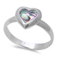 Abalone Shell Heart .925 Sterling Silver Ring SIZES 5-9
