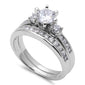 1.25Ct Round Cz Bridal Wedding Set .925 Sterling Silver Ring Sizes 5-9