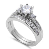 1.25Ct Round Cz Bridal Wedding Set .925 Sterling Silver Ring