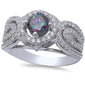 Beauiful Rainbow Topaz & Cz Fashion .925 Sterling Silver Ring Sizes 6-9